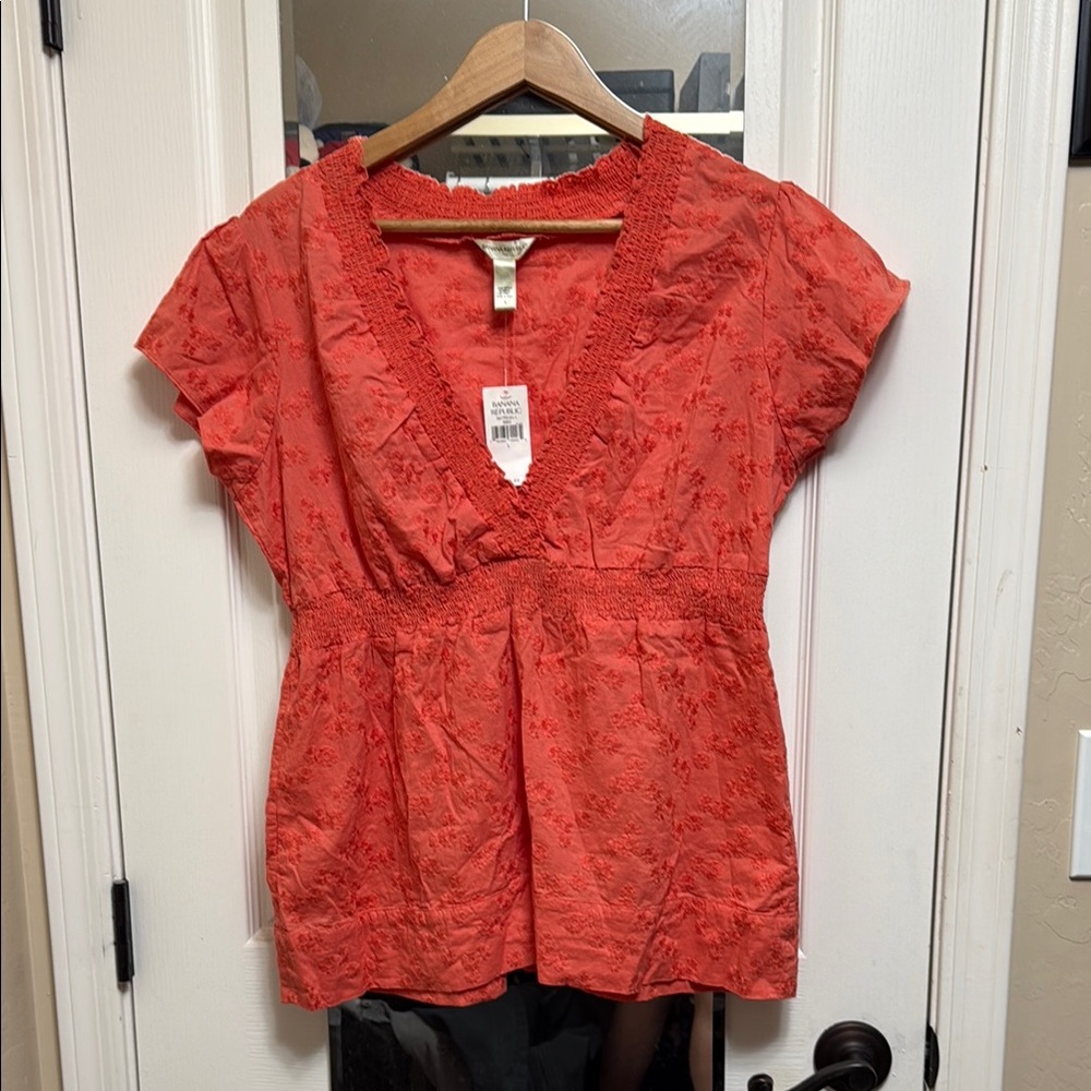 Banana Republic Ruffled Cap Sleeve Blouse